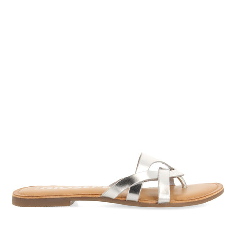 SANDALIAS COLOR PLATA DE PIEL CON TIRAS PARA MUJER CAYUSE