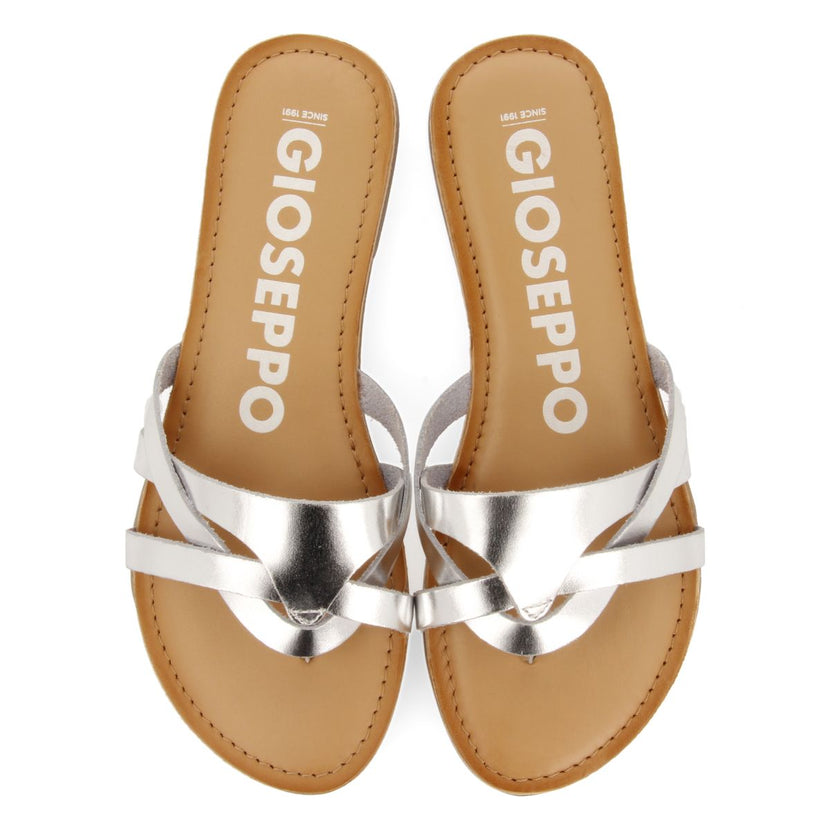 SANDALIAS COLOR PLATA DE PIEL CON TIRAS PARA MUJER CAYUSE