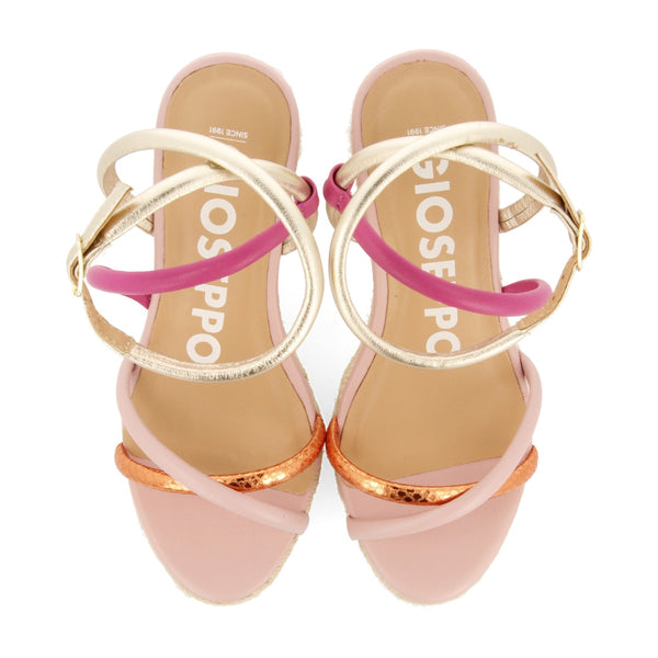 SANDALIAS DE PIEL CON TIRAS FINAS MULTICOLOR Y CUÑA ALTA DE YUTE PARA MUJER ROMETTA