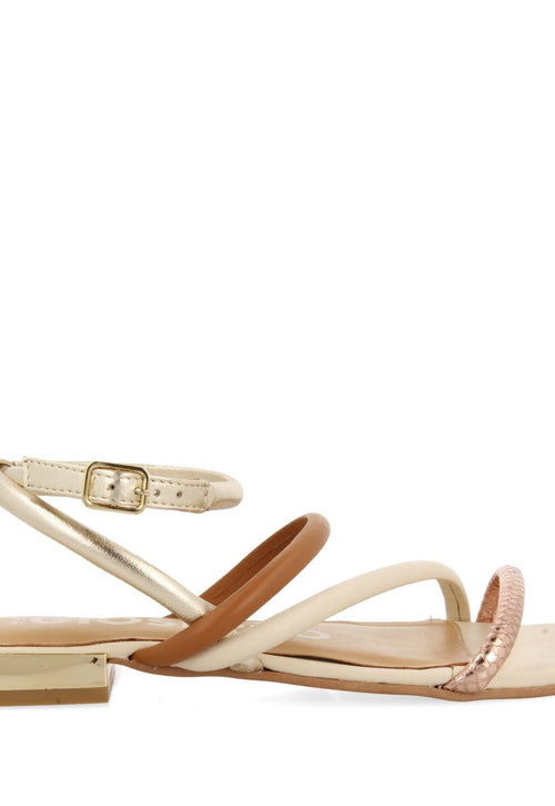SANDALIAS DE PIEL MULTICOLOR CON METALIZADOS PARA MUJER LATAH