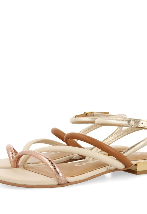 SANDALIAS DE PIEL MULTICOLOR CON METALIZADOS PARA MUJER LATAH