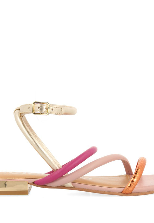SANDALIAS DE PIEL MULTICOLOR CON METALIZADOS PARA MUJER LATAH