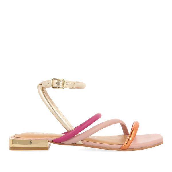 SANDALIAS DE PIEL MULTICOLOR CON METALIZADOS PARA MUJER LATAH