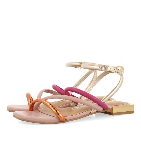 SANDALIAS DE PIEL MULTICOLOR CON METALIZADOS PARA MUJER LATAH