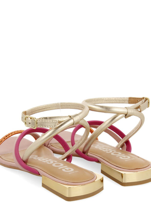 SANDALIAS DE PIEL MULTICOLOR CON METALIZADOS PARA MUJER LATAH