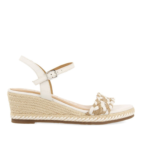 SANDALIAS DE PIEL CON TRENZADO BICOLOR Y CUÑA DE YUTE PARA MUJER SUNOL