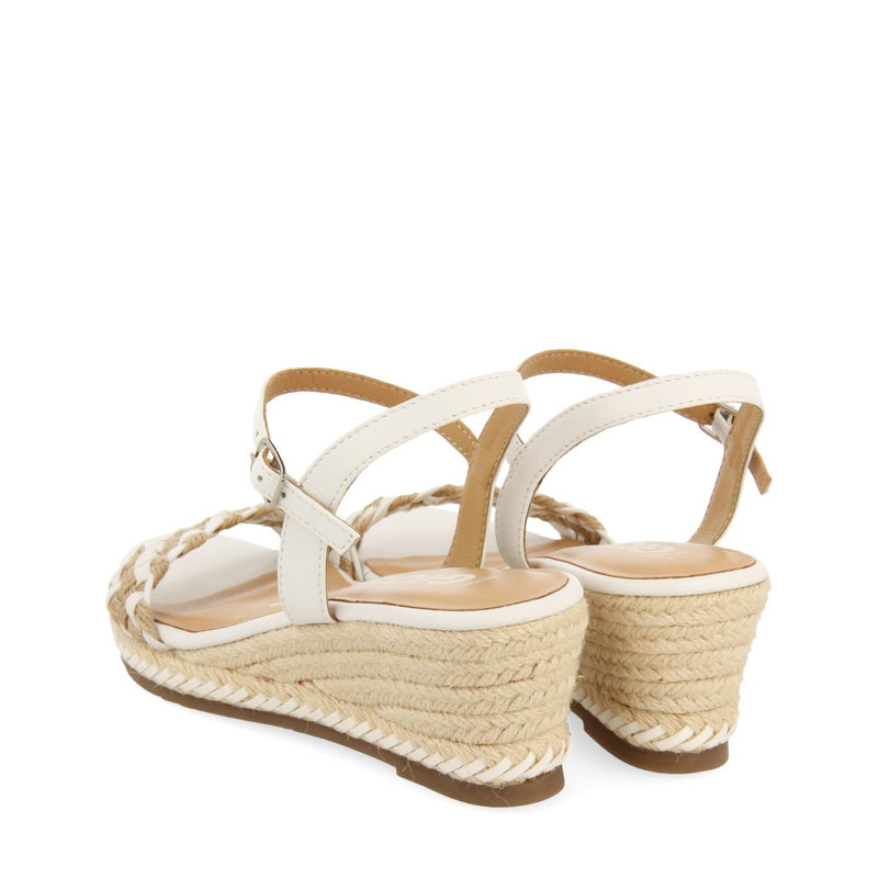 SANDALIAS DE PIEL CON TRENZADO BICOLOR Y CUÑA DE YUTE PARA MUJER SUNOL