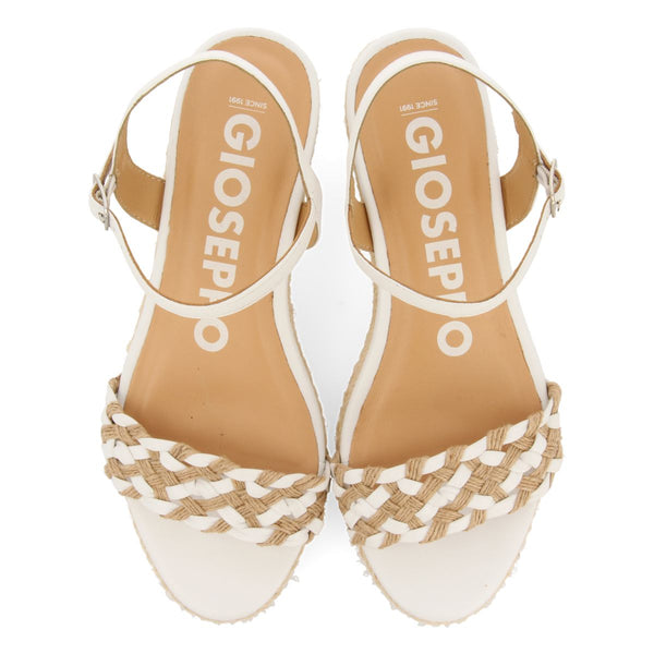 SANDALIAS DE PIEL CON TRENZADO BICOLOR Y CUÑA DE YUTE PARA MUJER SUNOL