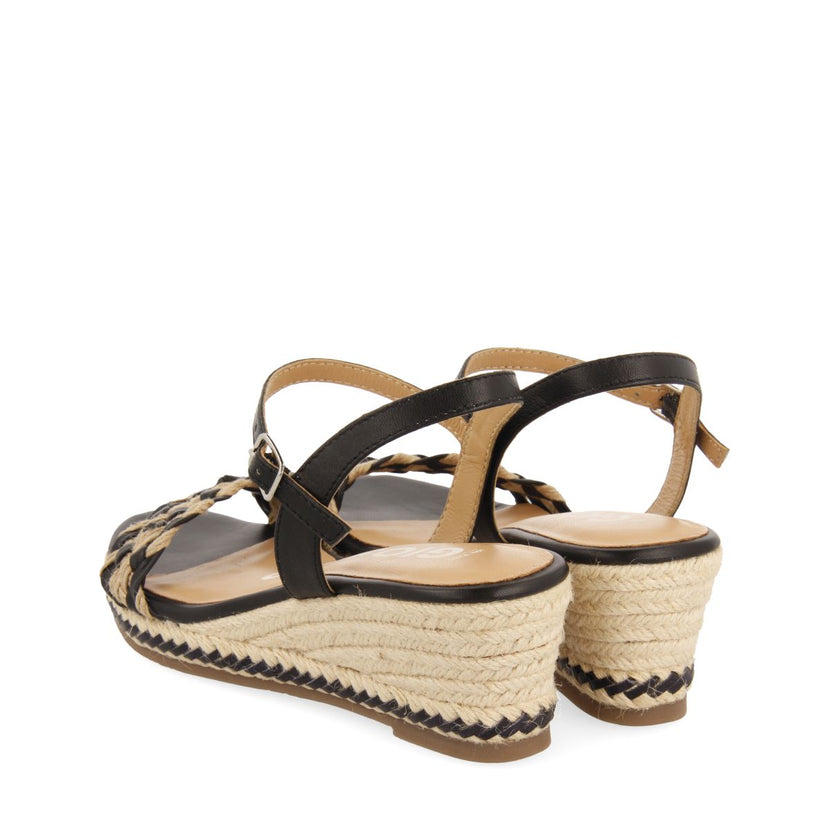 SANDALIAS DE PIEL CON TRENZADO BICOLOR Y CUÑA DE YUTE PARA MUJER SUNOL