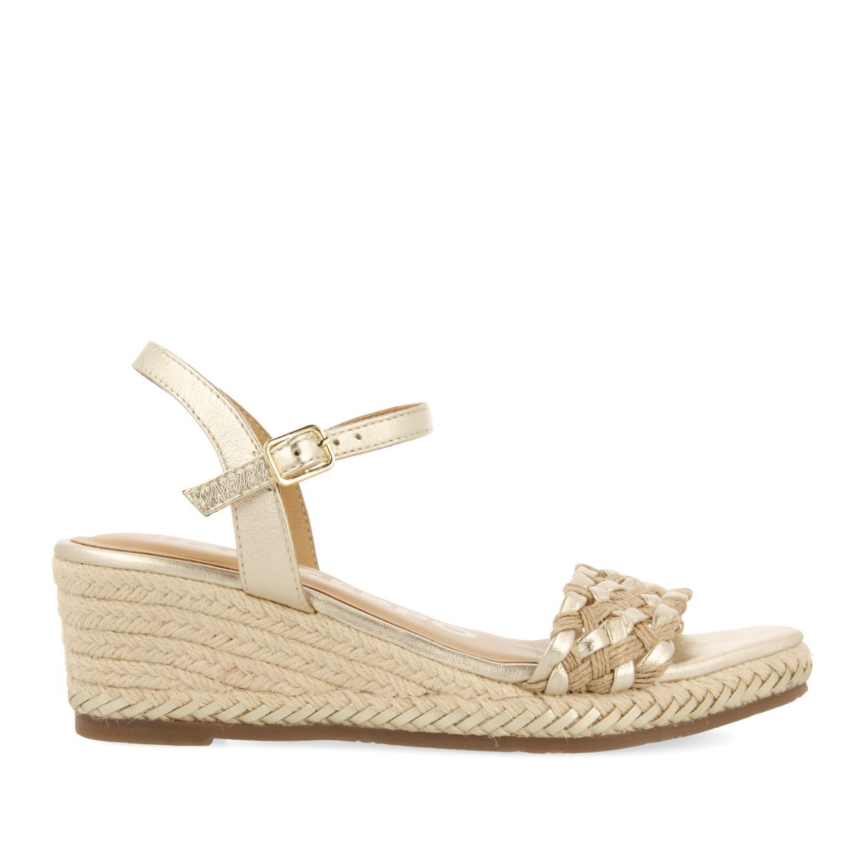 SANDALIAS DE PIEL CON TRENZADO BICOLOR Y CUÑA DE YUTE PARA MUJER SUNOL