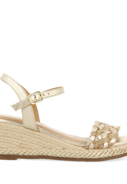 SANDALIAS DE PIEL CON TRENZADO BICOLOR Y CUÑA DE YUTE PARA MUJER SUNOL