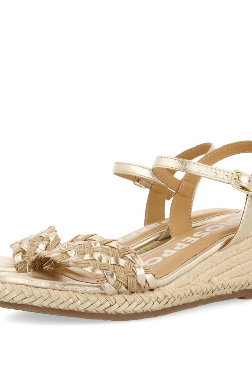 SANDALIAS DE PIEL CON TRENZADO BICOLOR Y CUÑA DE YUTE PARA MUJER SUNOL