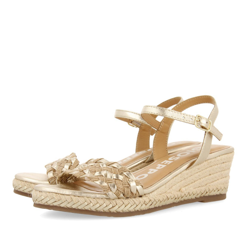 SANDALIAS DE PIEL CON TRENZADO BICOLOR Y CUÑA DE YUTE PARA MUJER SUNOL