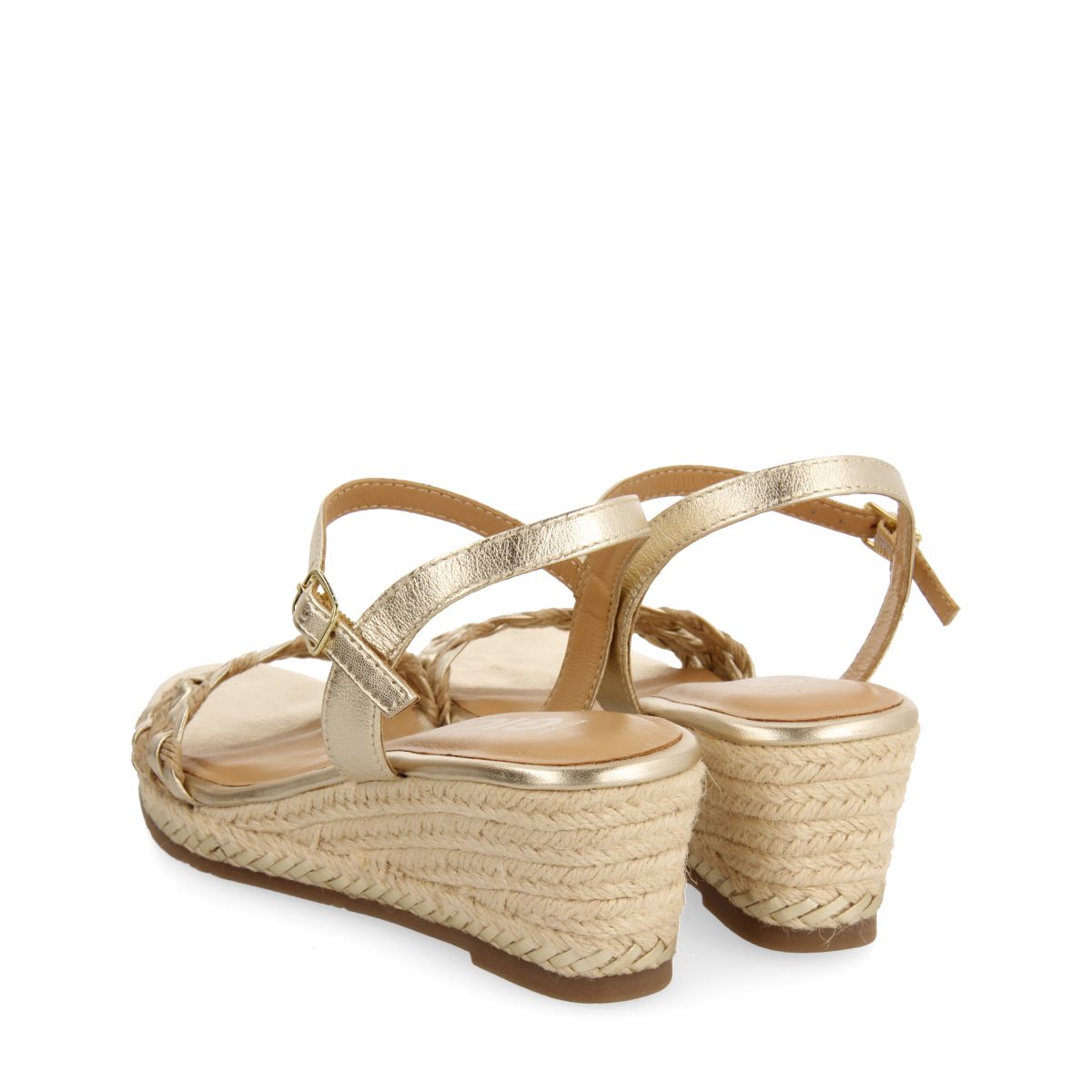 SANDALIAS DE PIEL CON TRENZADO BICOLOR Y CUÑA DE YUTE PARA MUJER SUNOL