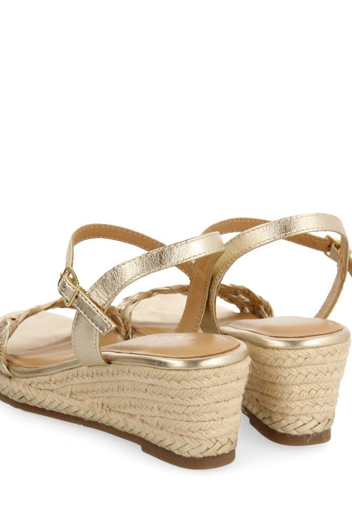 SANDALIAS DE PIEL CON TRENZADO BICOLOR Y CUÑA DE YUTE PARA MUJER SUNOL