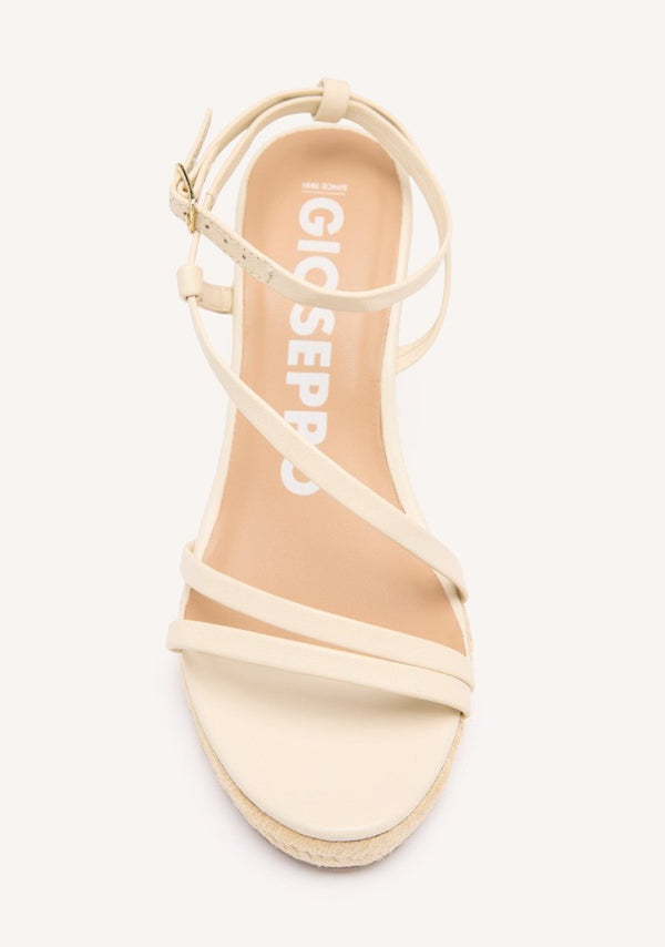 SANDALIAS OFF-WHITE DE PIEL CON TIRAS Y CUÑA ALTA DE YUTE PARA MUJER ORIKUM