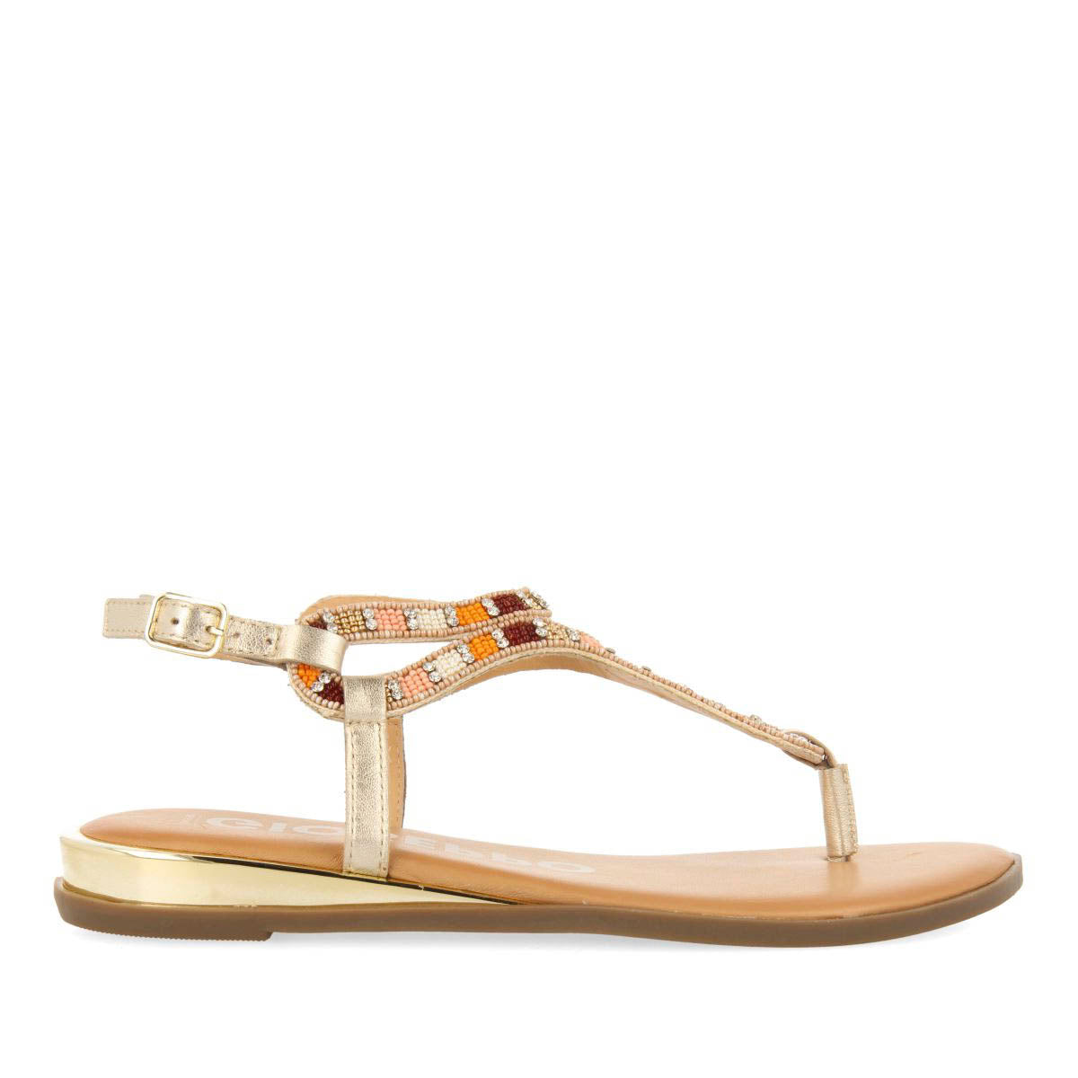 SANDALIAS DORADAS CON PIEDRAS MULTICOLOR PARA MUJER NYSSA