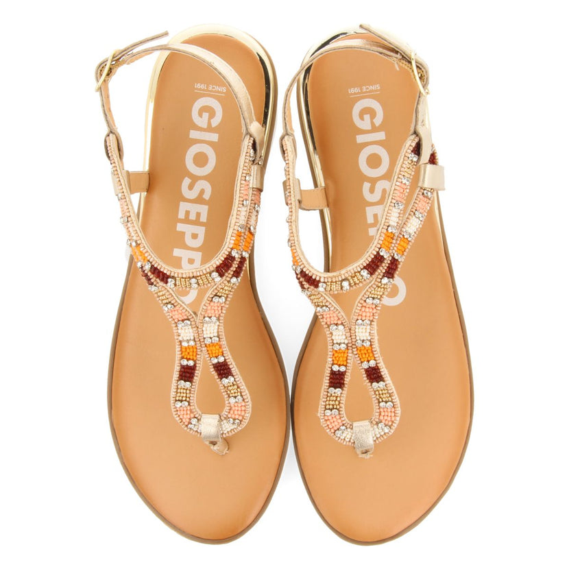 SANDALIAS DORADAS CON PIEDRAS MULTICOLOR PARA MUJER NYSSA