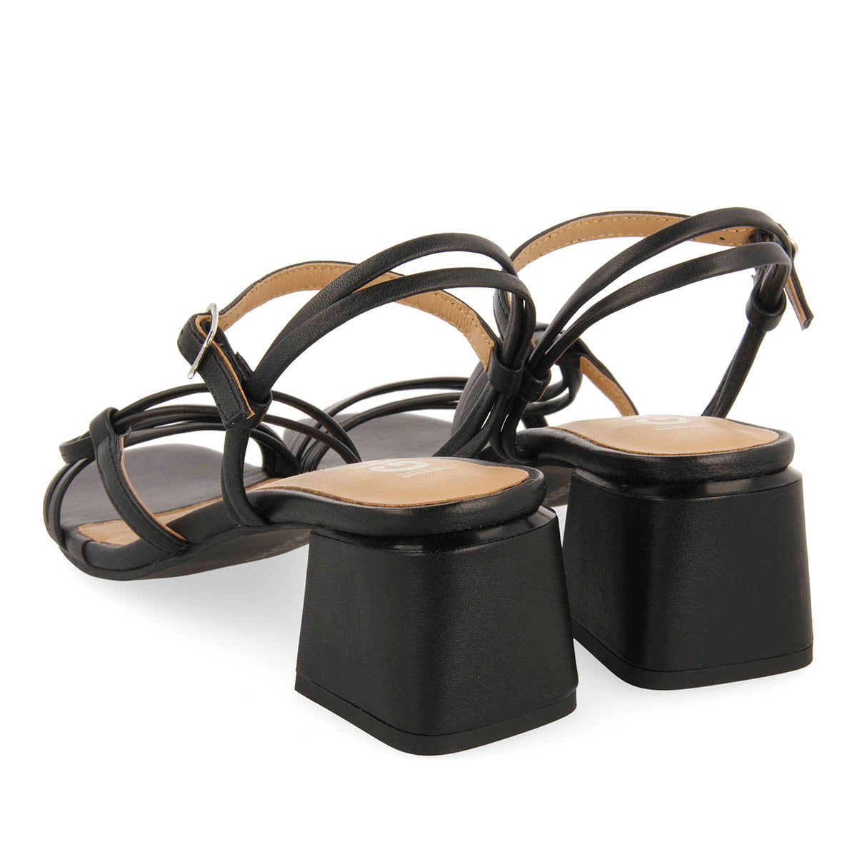 SANDALIAS NEGRAS DE TACÓN CON TIRAS TRENZADAS PARA MUJER PUSTEC