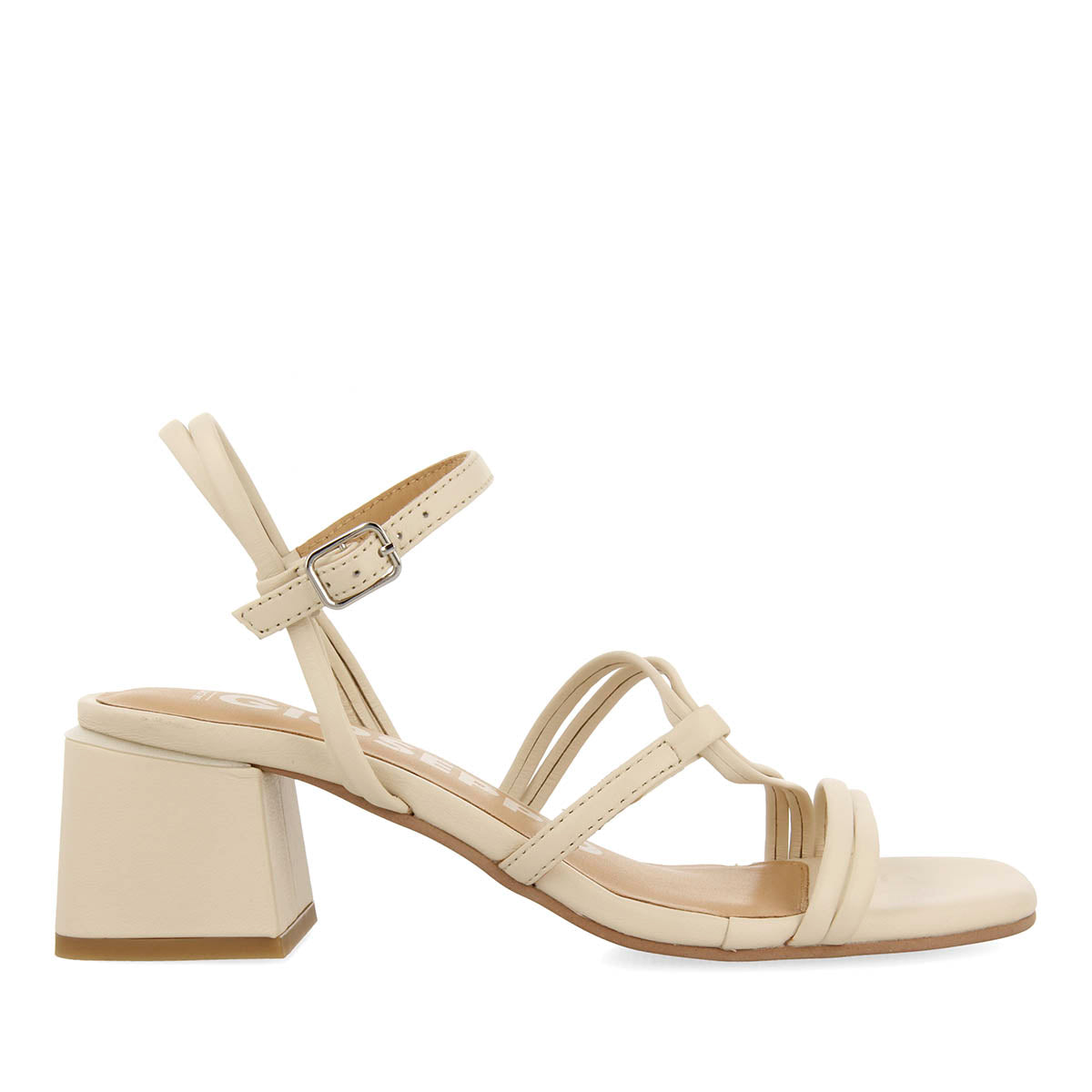 SANDALIAS OFF-WHITE DE TACÓN CON TIRAS TRENZADAS PARA MUJER PUSTEC