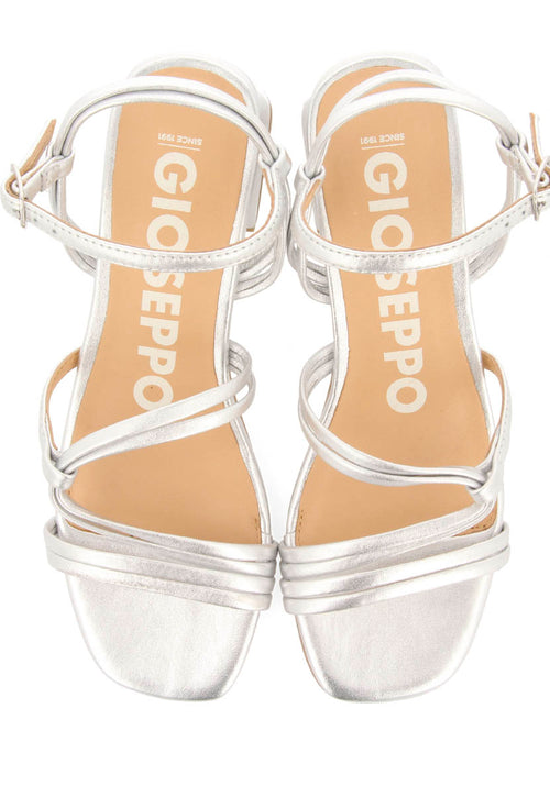 SANDALIAS PLATEADAS DE TACÓN CON TIRAS TRENZADAS PARA MUJER PUSTEC