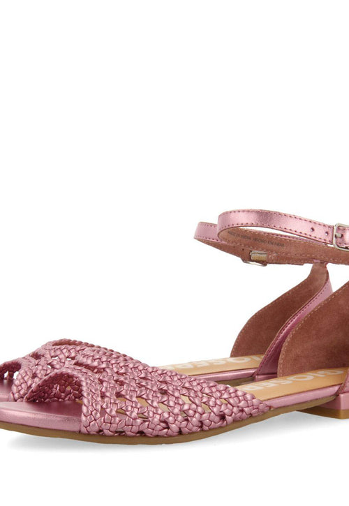 BAILARINAS ROSAS DE PUNTA ABIERTA DE PIEL CON TRENZADOS Y CIERRE CON PULSERA PARA MUJER MAUPIN