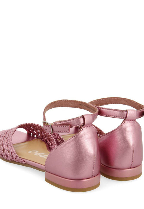 BAILARINAS ROSAS DE PUNTA ABIERTA DE PIEL CON TRENZADOS Y CIERRE CON PULSERA PARA MUJER MAUPIN