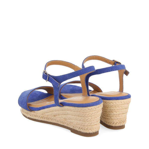 SANDALIAS DE PIEL COLOR AZUL CON CUÑA DE YUTE PARA MUJER XARRE