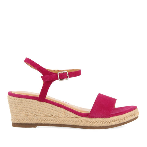 SANDALIAS DE PIEL COLOR FUCSIA CON CUÑA DE YUTE PARA MUJER XARRE