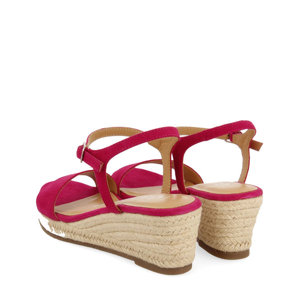 SANDALIAS DE PIEL COLOR FUCSIA CON CUÑA DE YUTE PARA MUJER XARRE