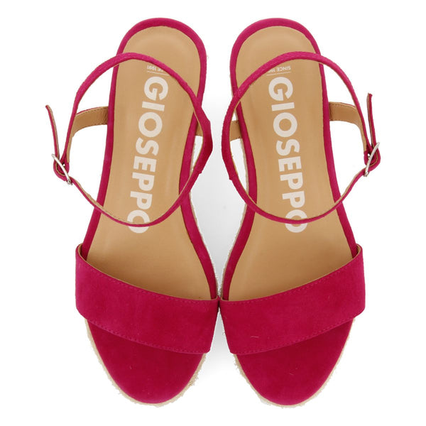 SANDALIAS DE PIEL COLOR FUCSIA CON CUÑA DE YUTE PARA MUJER XARRE