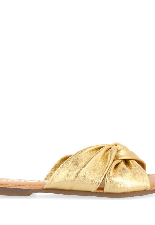 SANDALIAS ESTILO PALA DORADAS DE PIEL PARA MUJER AGIRA