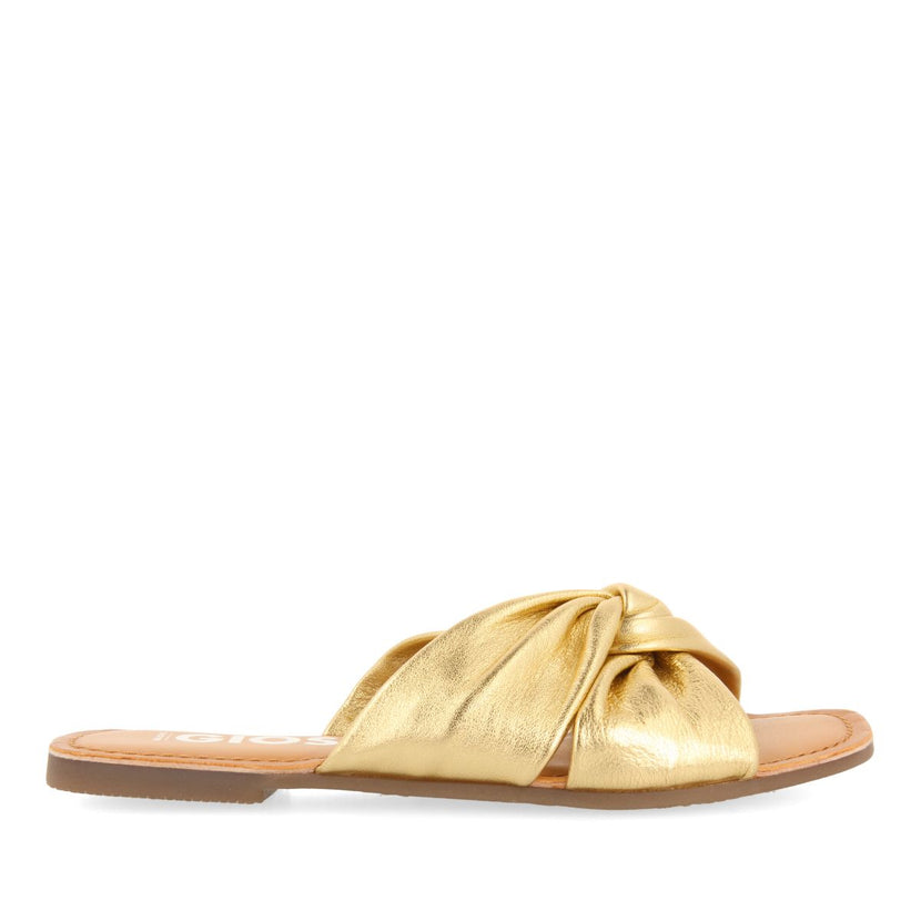 SANDALIAS ESTILO PALA DORADAS DE PIEL PARA MUJER AGIRA