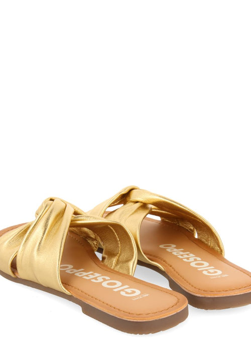 SANDALIAS ESTILO PALA DORADAS DE PIEL PARA MUJER AGIRA