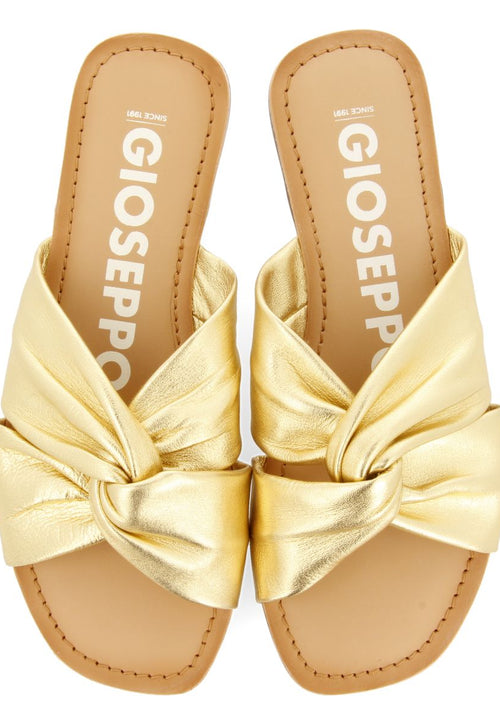 SANDALIAS ESTILO PALA DORADAS DE PIEL PARA MUJER AGIRA