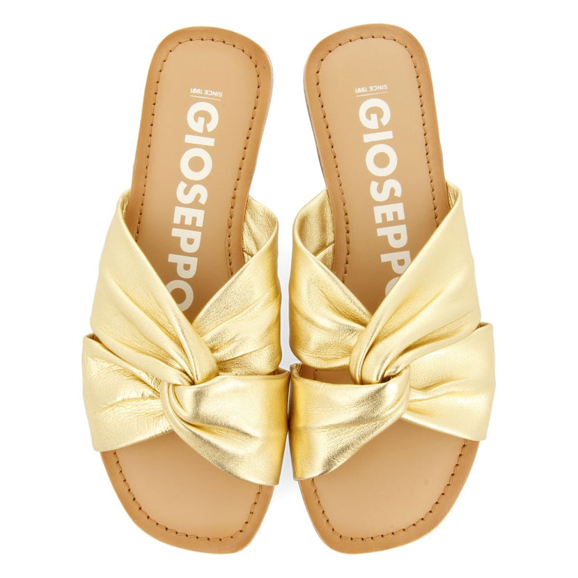 SANDALIAS ESTILO PALA DORADAS DE PIEL PARA MUJER AGIRA
