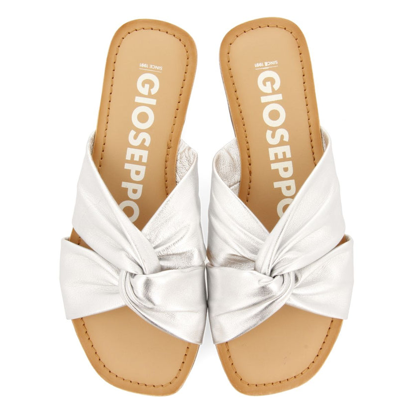 SANDALIAS ESTILO PALA PLATEADAS DE PIEL PARA MUJER AGIRA