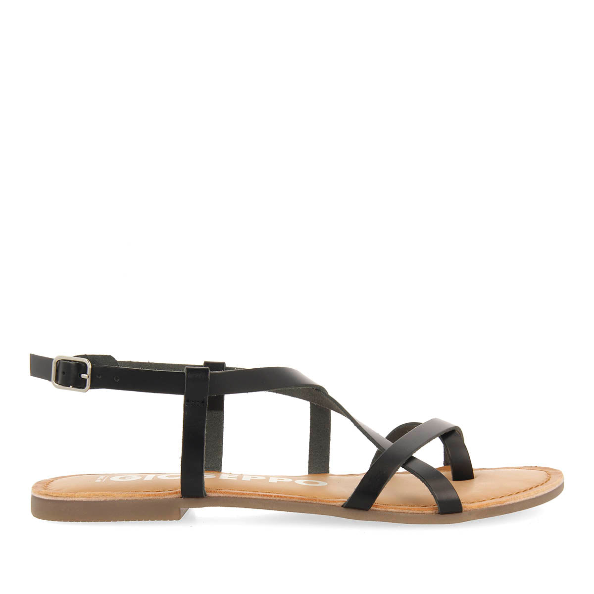 SANDALIAS NEGRAS DE PIEL CON TIRAS FINAS PARA MUJER COURSAN