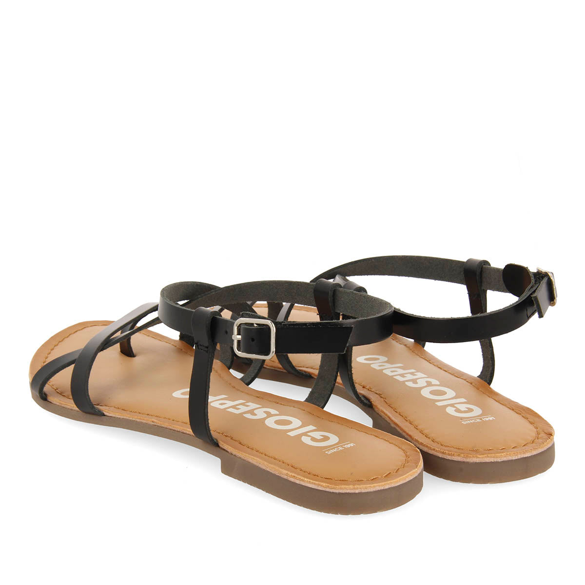 SANDALIAS NEGRAS DE PIEL CON TIRAS FINAS PARA MUJER COURSAN