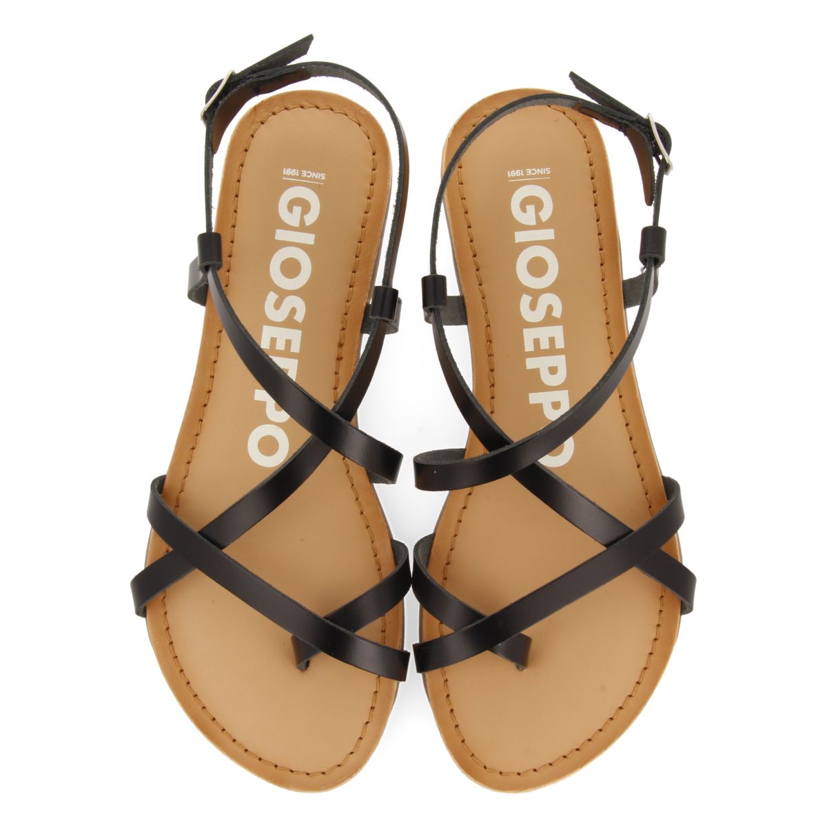 SANDALIAS NEGRAS DE PIEL CON TIRAS FINAS PARA MUJER COURSAN