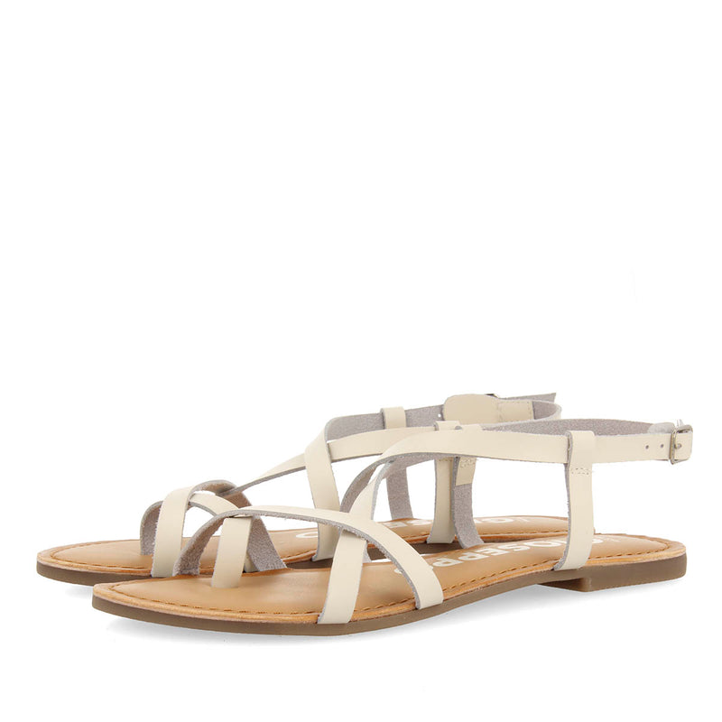 SANDALIAS OFF-WHITE DE PIEL CON TIRAS FINAS PARA MUJER COURSAN