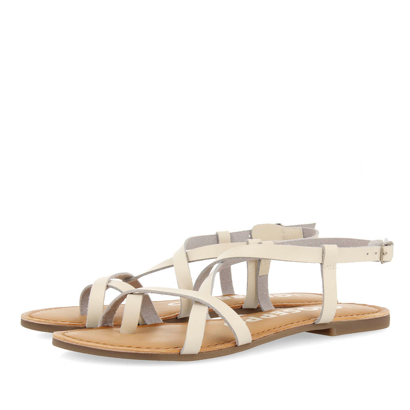 SANDALIAS OFF-WHITE DE PIEL CON TIRAS FINAS PARA MUJER COURSAN