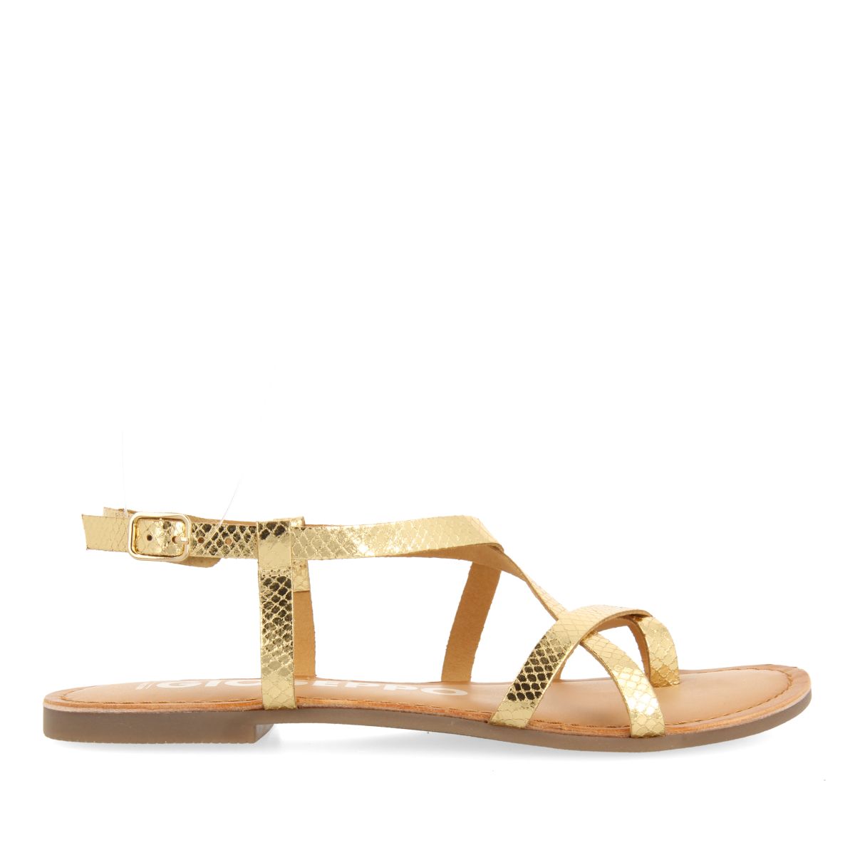 SANDALIAS DORADAS DE PIEL CON TIRAS FINAS PARA MUJER COURSAN