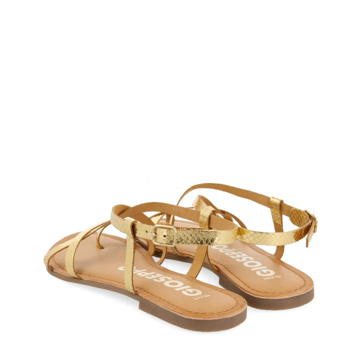 SANDALIAS DORADAS DE PIEL CON TIRAS FINAS PARA MUJER COURSAN