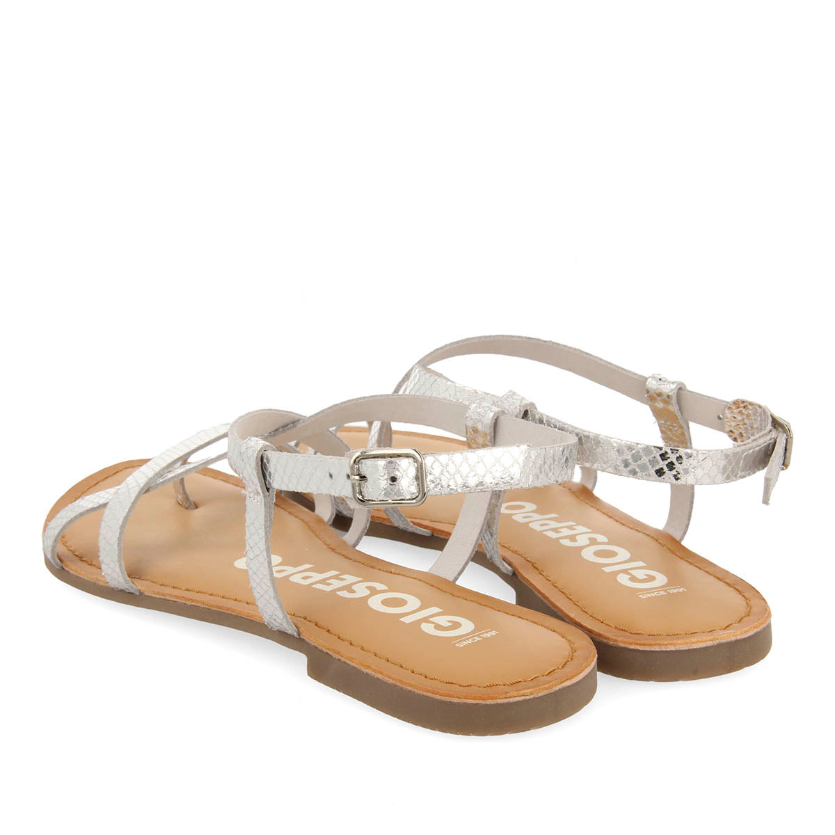 SANDALIAS PLATEADAS DE PIEL CON TIRAS FINAS PARA MUJER COURSAN