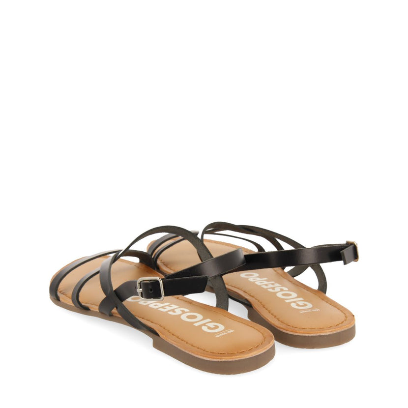 SANDALIAS NEGRAS DE PIEL CON TIRAS FINAS PARA MUJER DANIA