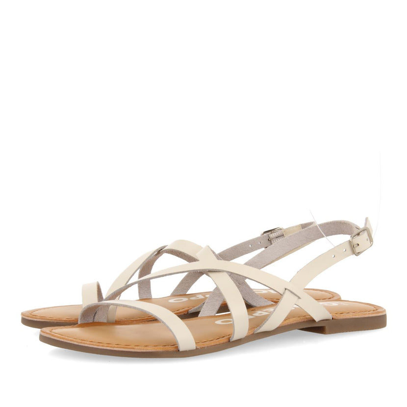 SANDALIAS OFF-WHITE DE PIEL CON TIRAS FINAS PARA MUJER DANIA
