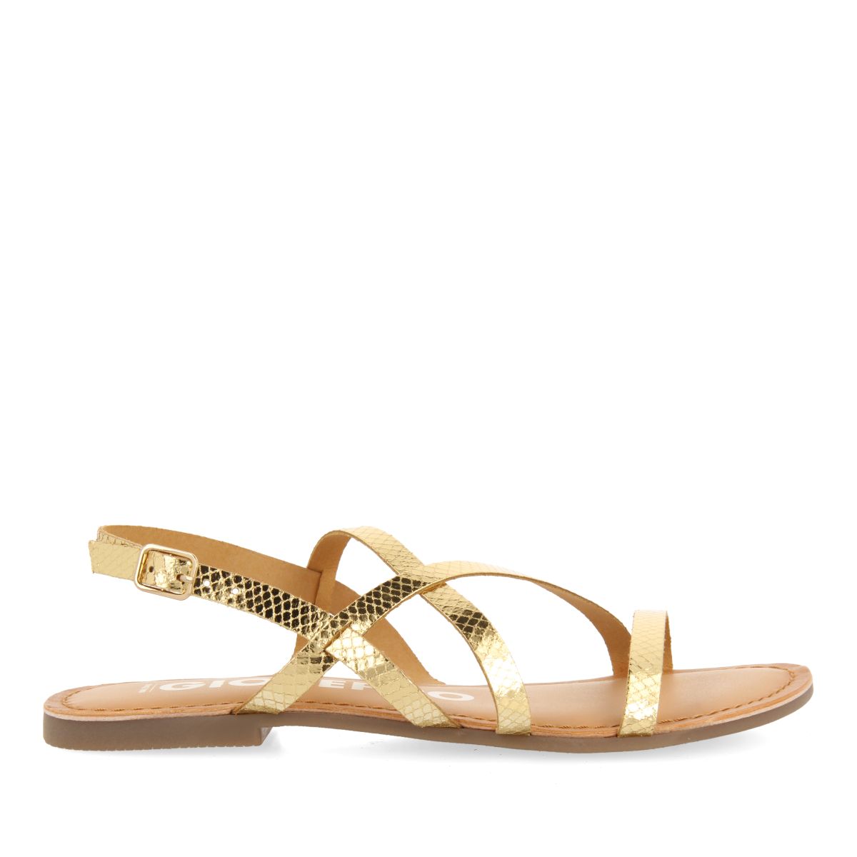 SANDALIAS DORADAS DE PIEL CON TIRAS FINAS PARA MUJER DANIA