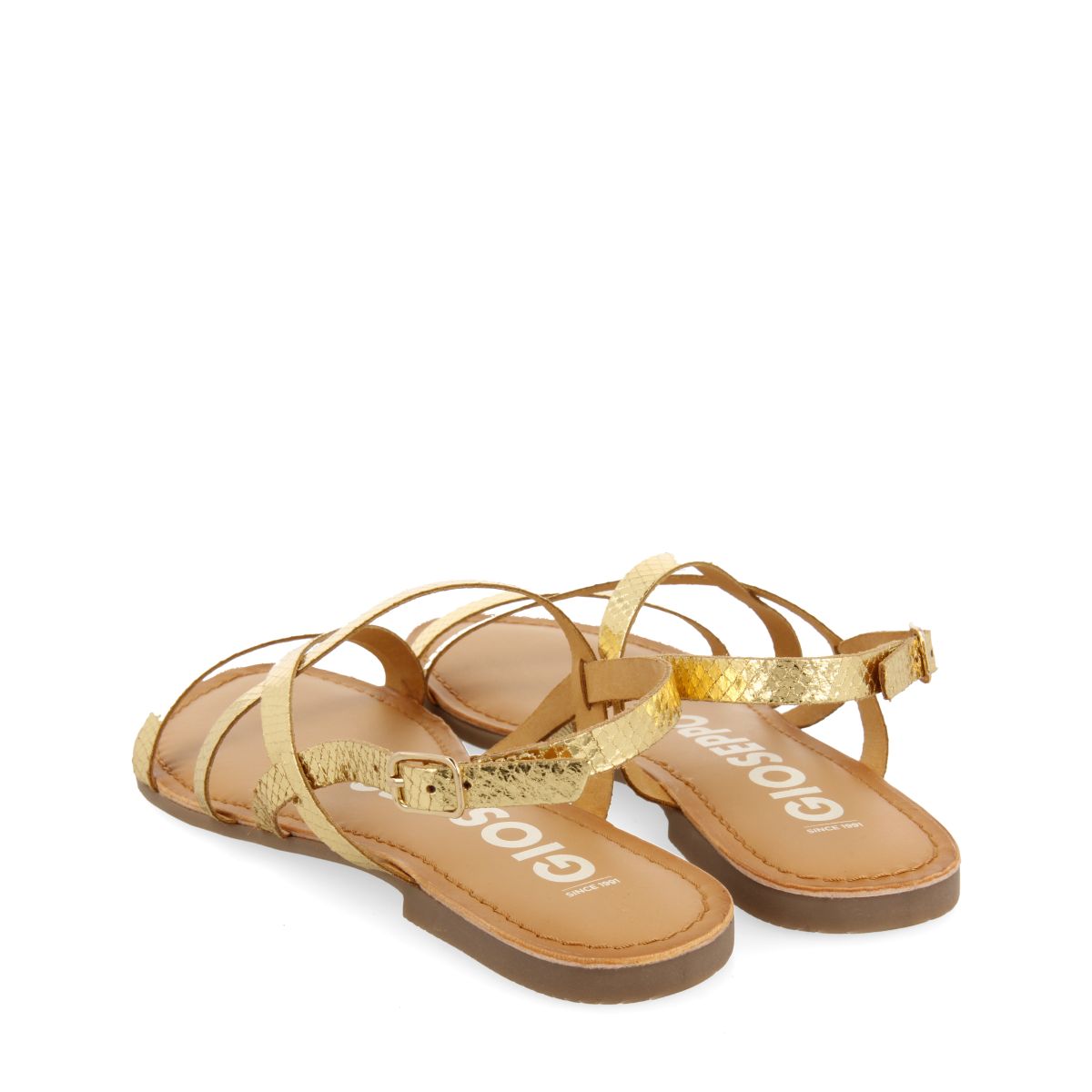 SANDALIAS DORADAS DE PIEL CON TIRAS FINAS PARA MUJER DANIA