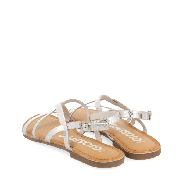 SANDALIAS PLATEADAS DE PIEL CON TIRAS FINAS PARA MUJER DANIA